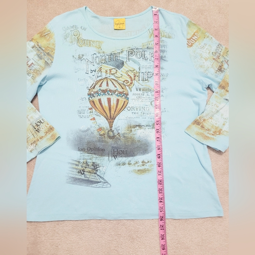 Katina Marie Woman's Size XL Graphic Top Made In USA 100% Cotton Air Ship Bling - Picture 11 of 13